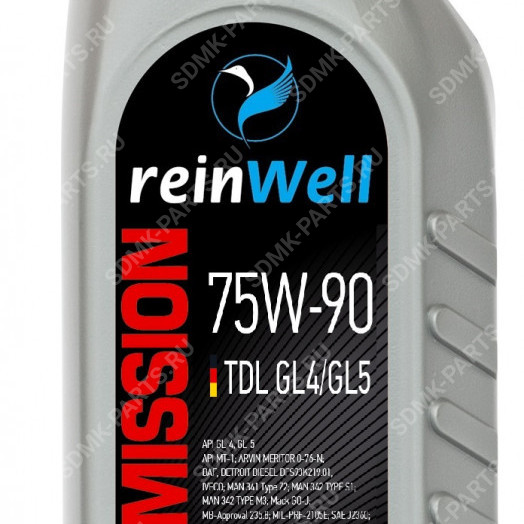 ReinWell Трансмиссионное масло 75W-90 TDL GL4/GL5, 1л
